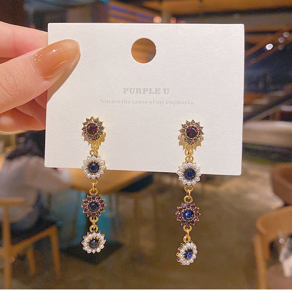 💙Rhinestones Statement Earrings - Picture 4 of 12